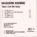 Madison Avenue Don't Call Me Baby UK CD-R acetate CD-R