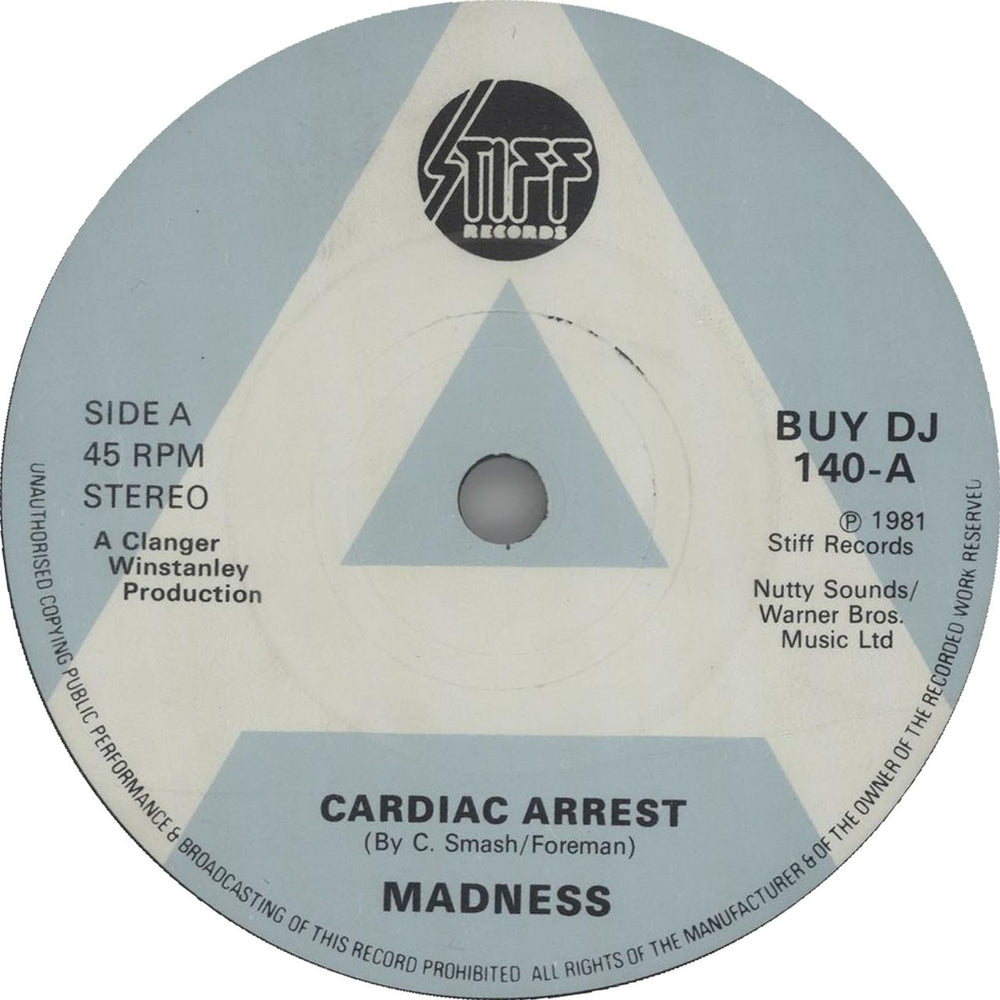 Madness Cardiac Arrest - A-Label + P/S UK Promo 7" vinyl single (7 inch record / 45) MDN07CA643647