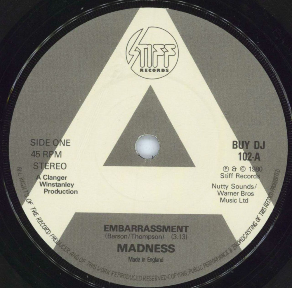 Madness Embarrassment - A-Label + P/S UK Promo 7" vinyl single (7 inch record / 45) MDN07EM808383