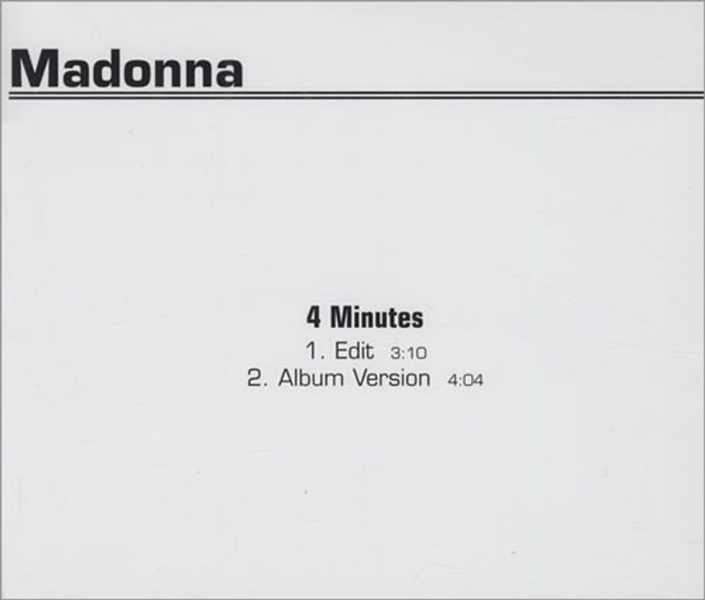 Madonna 4 Minutes UK Promo CD single (CD5 / 5") PR017108