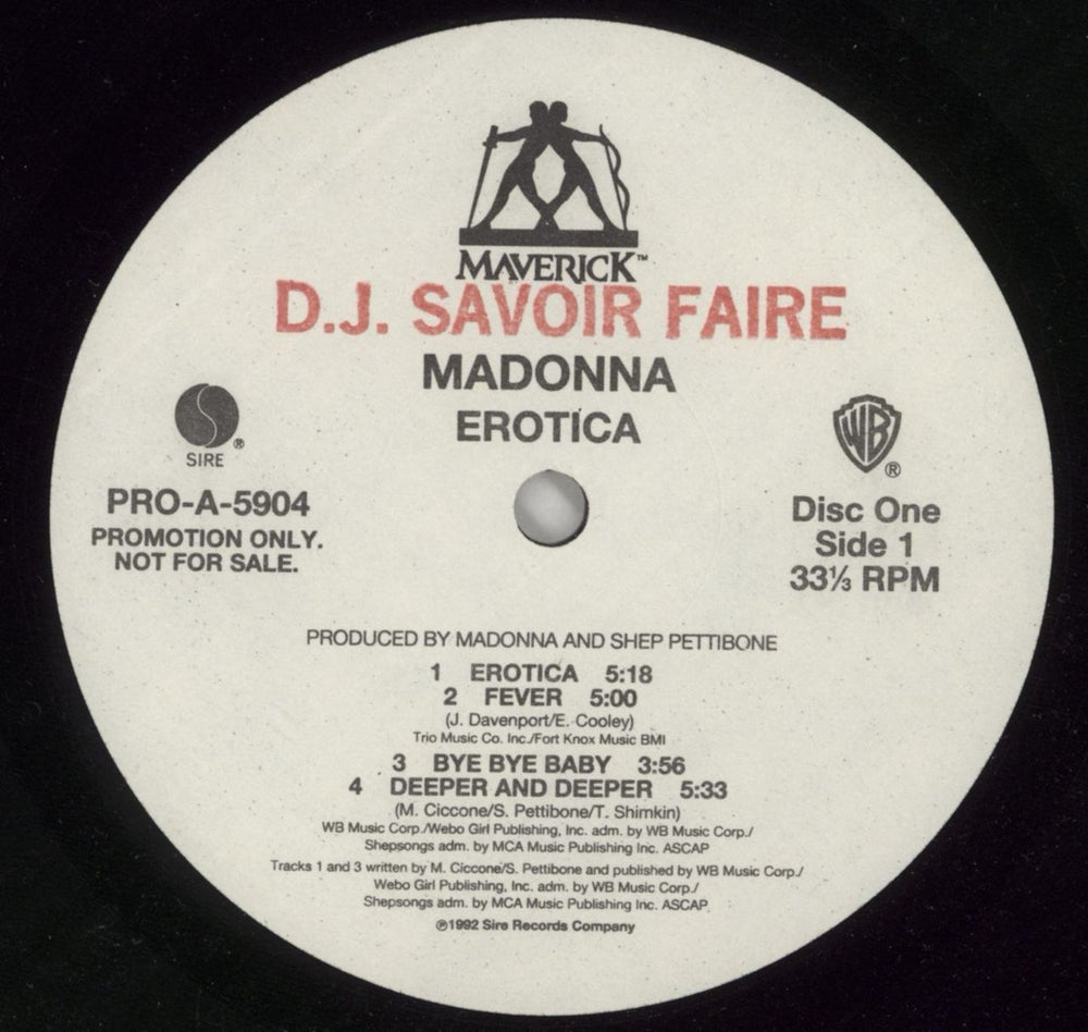 Madonna Erotica US Promo 2-LP vinyl record set (Double LP Album) MAD2LER13319