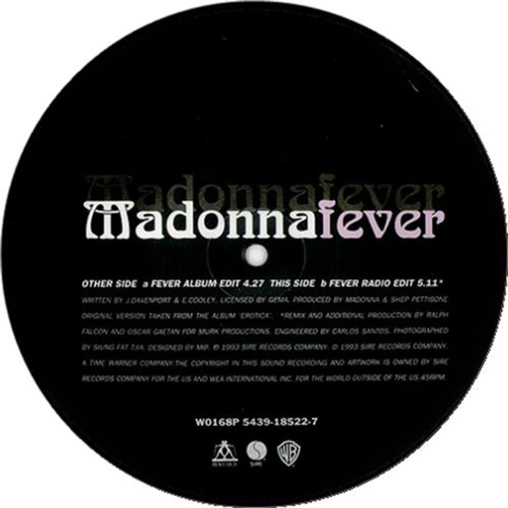 Madonna Fever UK 7" vinyl picture disc (7 inch picture disc single) MAD7PFE15542