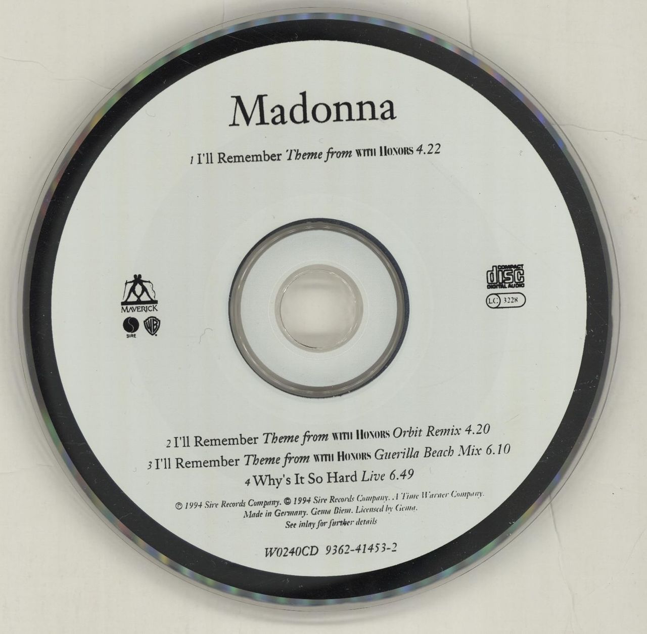 Madonna I'll Remember German CD single — RareVinyl.com