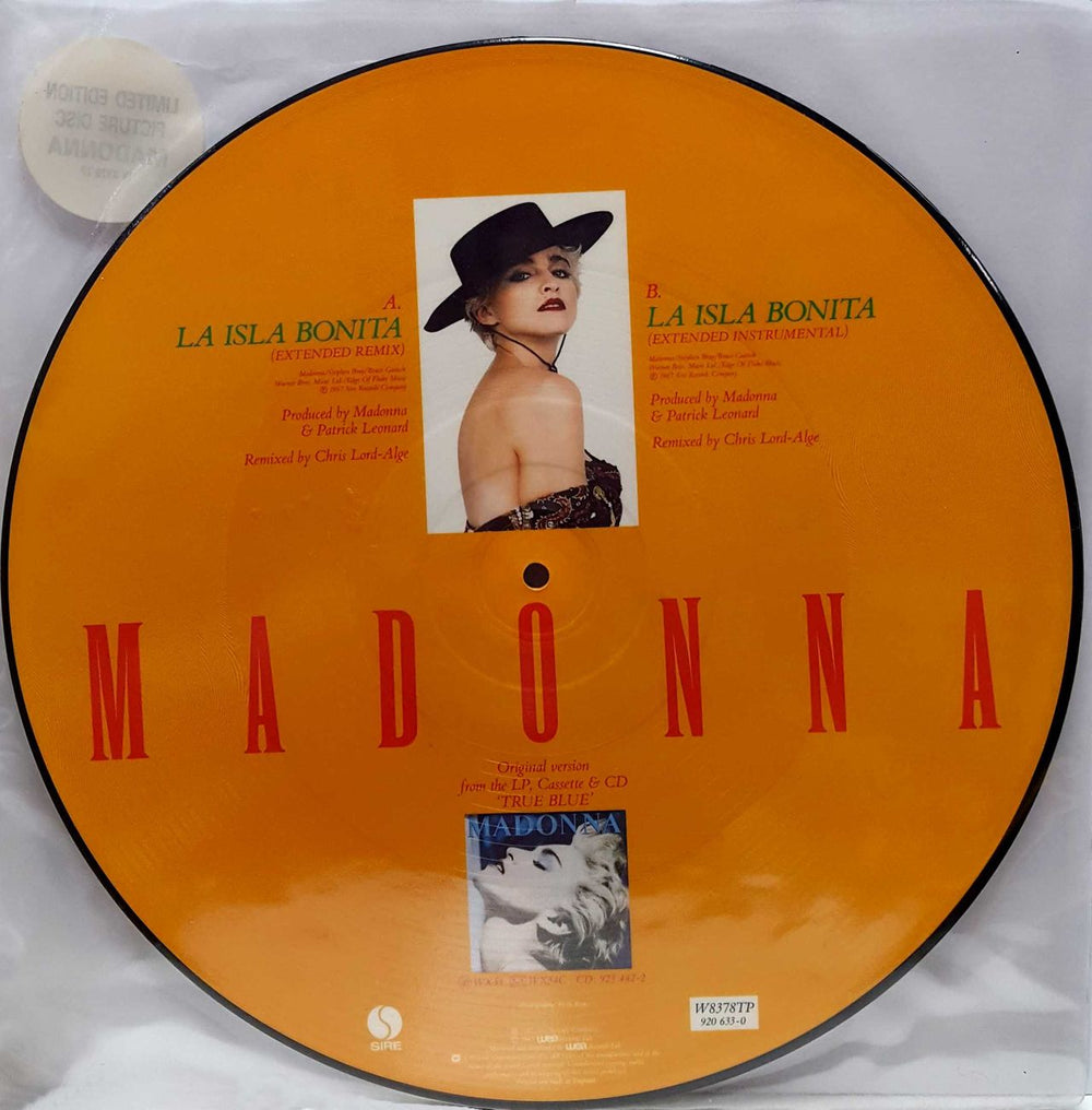 Madonna La Isla Bonita - Hype Stickered UK 12" vinyl picture disc (12 inch picture record) MAD2PLA01775