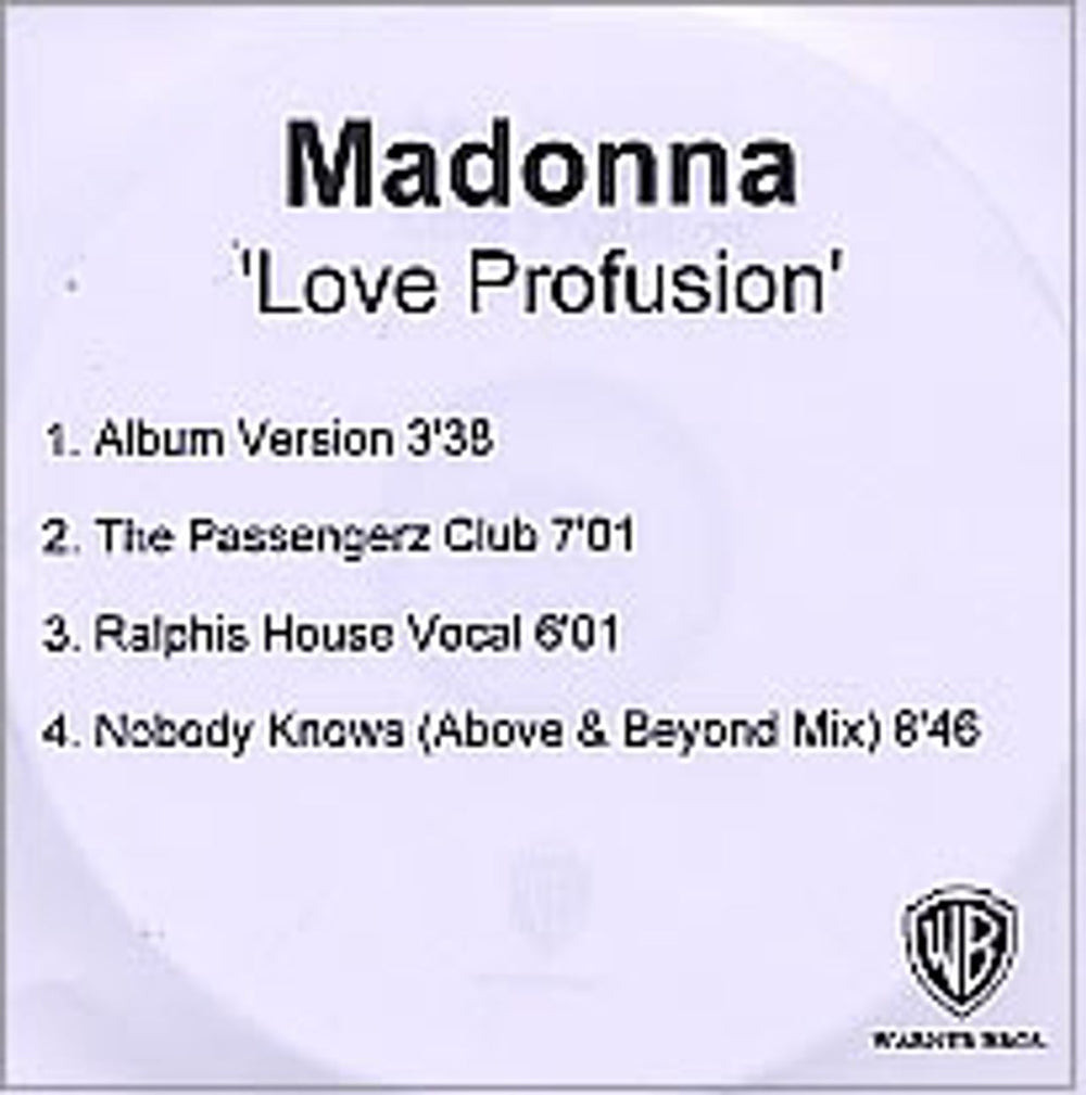 Madonna Love Profusion - 4-track UK Promo CD-R acetate CD-R