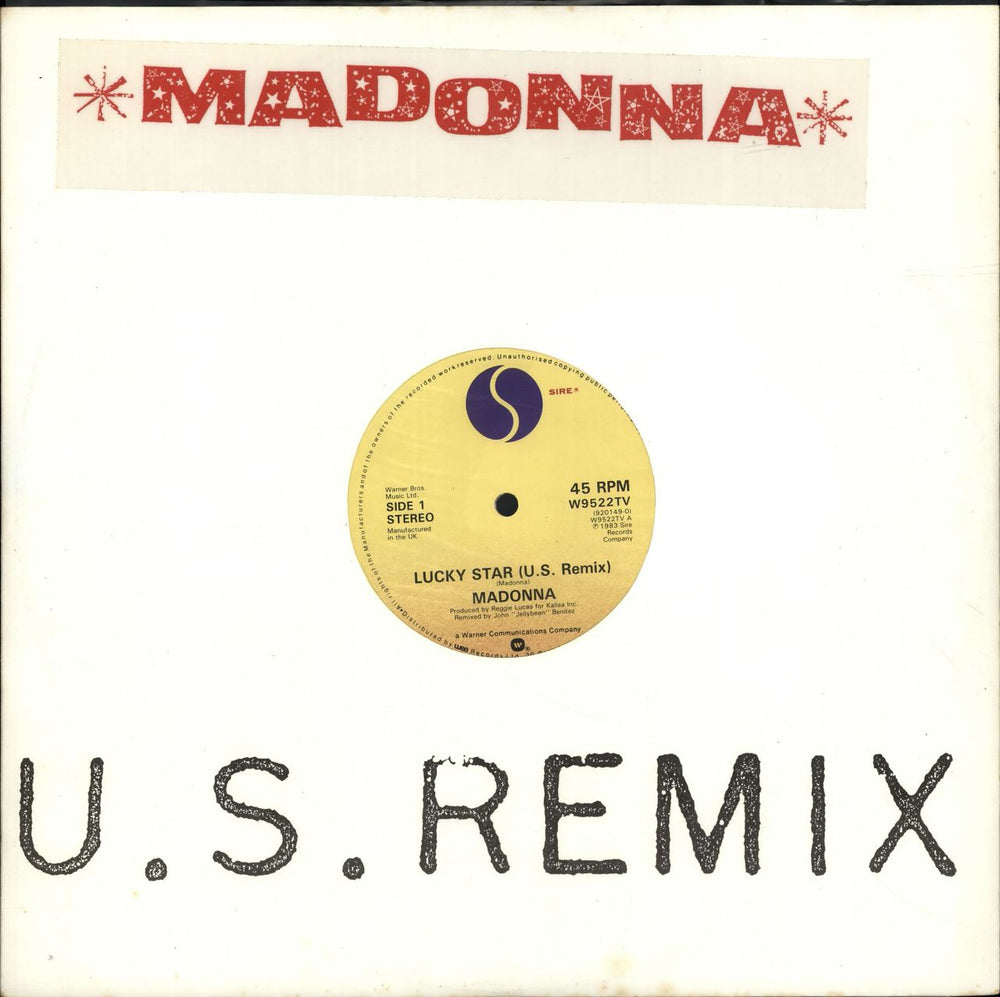 Madonna Lucky Star - U.S. Remix UK 12" vinyl single (12 inch record / Maxi-single) W9522TV