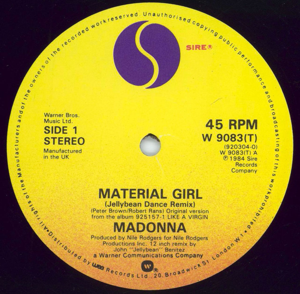 Madonna Material Girl - EX UK 12" vinyl single (12 inch record / Maxi-single) MAD12MA442823