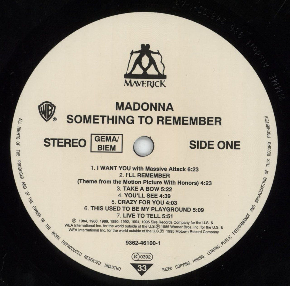 Madonna Something To Remember - Opened Price Stickered shrink UK vinyl LP album (LP record) MADLPSO804449