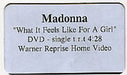 Madonna What It Feels Like For A Girl US Promo video (VHS or PAL or NTSC) PROMO VIDEO