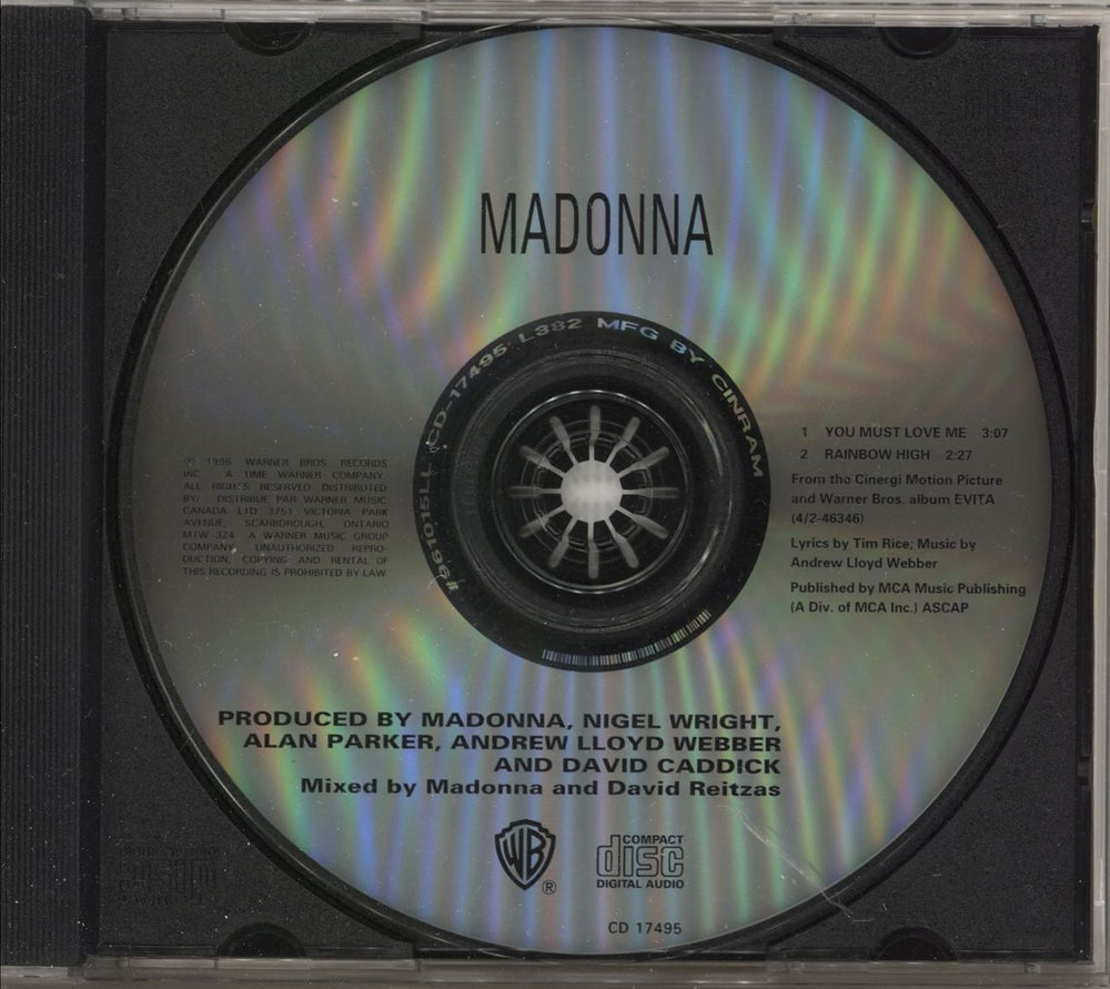 Madonna You Must Love Me Canadian CD single (CD5 / 5") MADC5YO81650