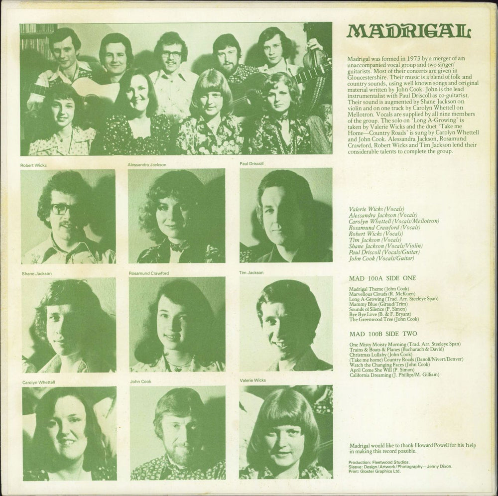 Madrigal (Folk) Beneath The Greenwood Tree UK vinyl LP album (LP record)