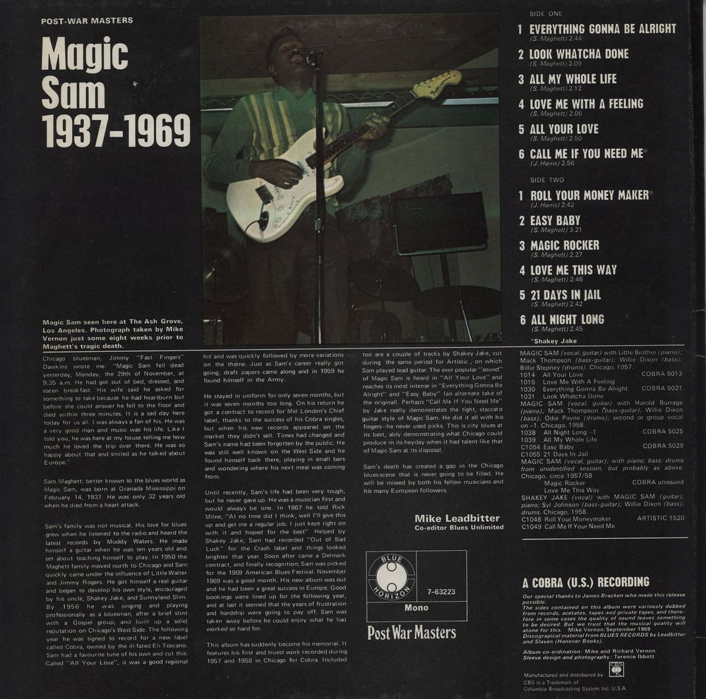 Magic Sam Magic Sam 1937-1969 UK vinyl LP album (LP record)