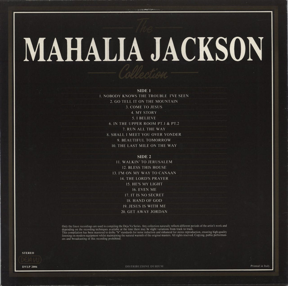Mahalia Jackson 20 Golden Greats Italian vinyl LP album (LP record)