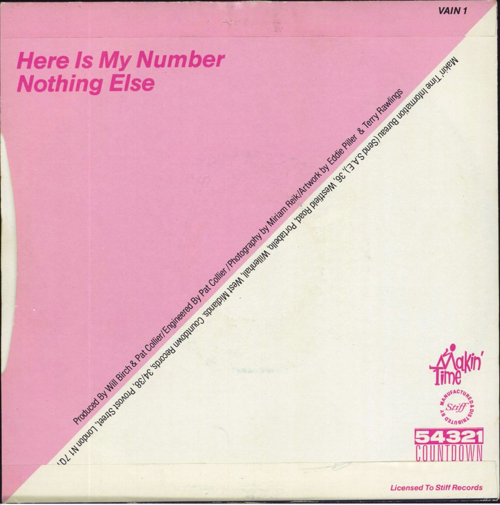 Makin' Time Here Is My Number UK 7" vinyl single (7 inch record / 45)