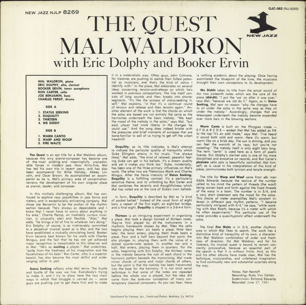 Mal Waldron The Quest US vinyl LP album (LP record)