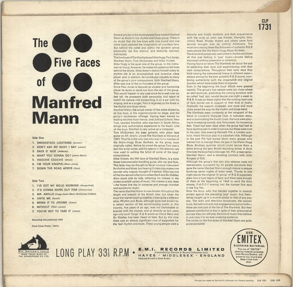 Manfred Mann The Five Faces Of Manfred Mann - 1st - EX UK vinyl LP album (LP record) MFMLPTH549477