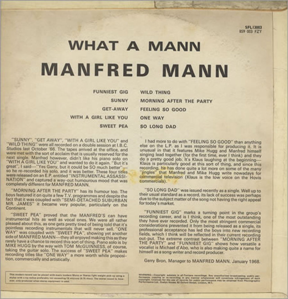 Manfred Mann What A Mann - 1st UK vinyl LP album (LP record) MFMLPWH93341