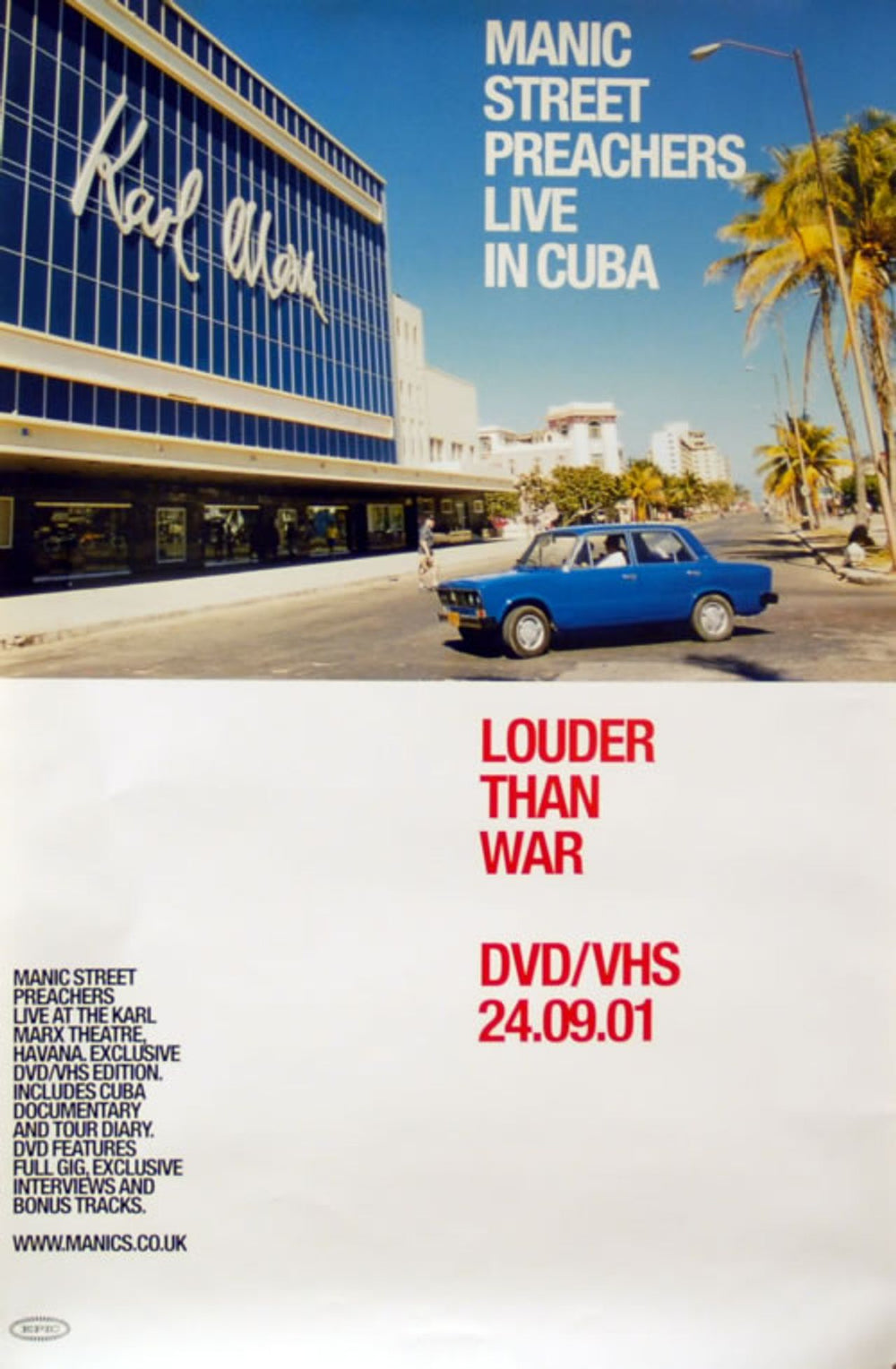 Manic Street Preachers Live In Cuba - Louder Than War UK Promo poster 20 X 30