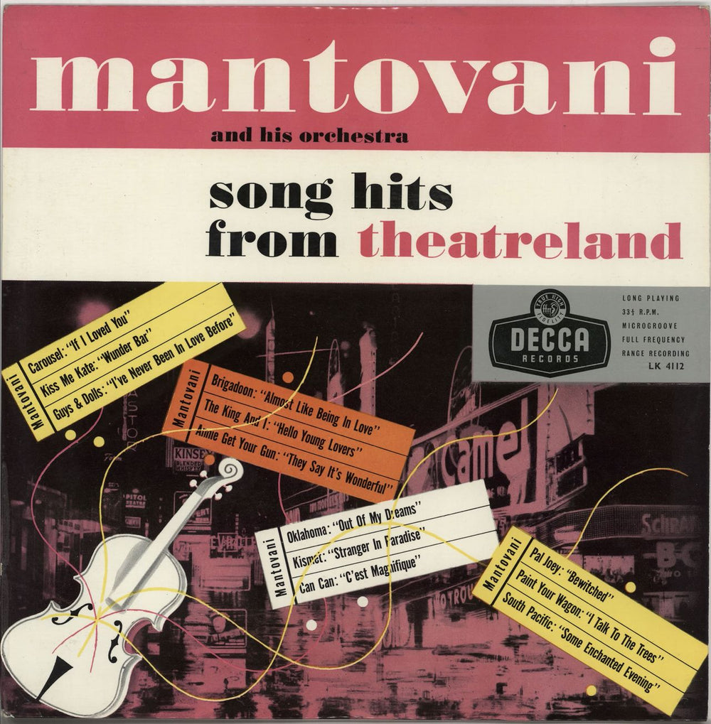 Mantovani Song Hits From Theatreland UK vinyl LP album (LP record) LK4112