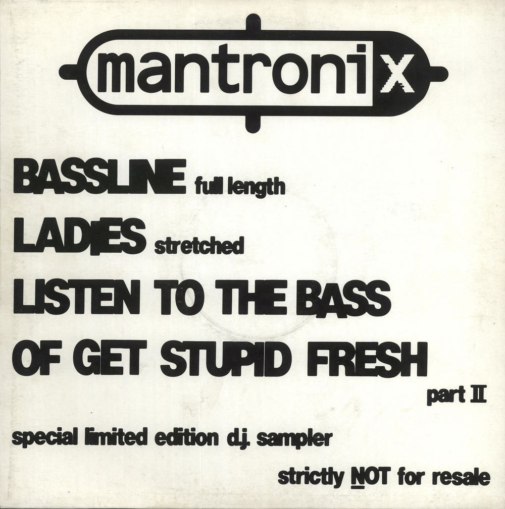 Mantronix The Best Of (1986-88) Sampler UK Promo 12" vinyl single (12 inch record / Maxi-single) DIXDJ91