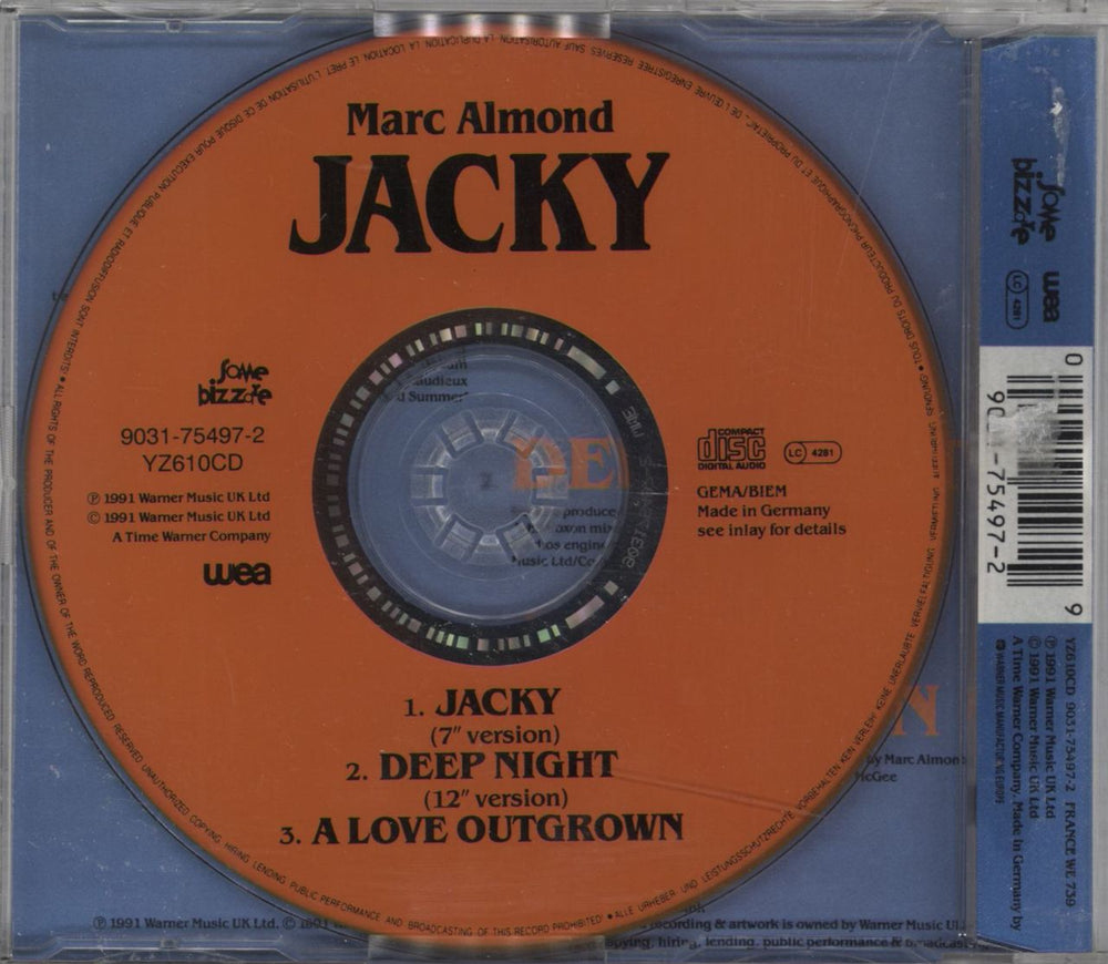 Marc Almond Jacky German CD single (CD5 / 5") 090317549729