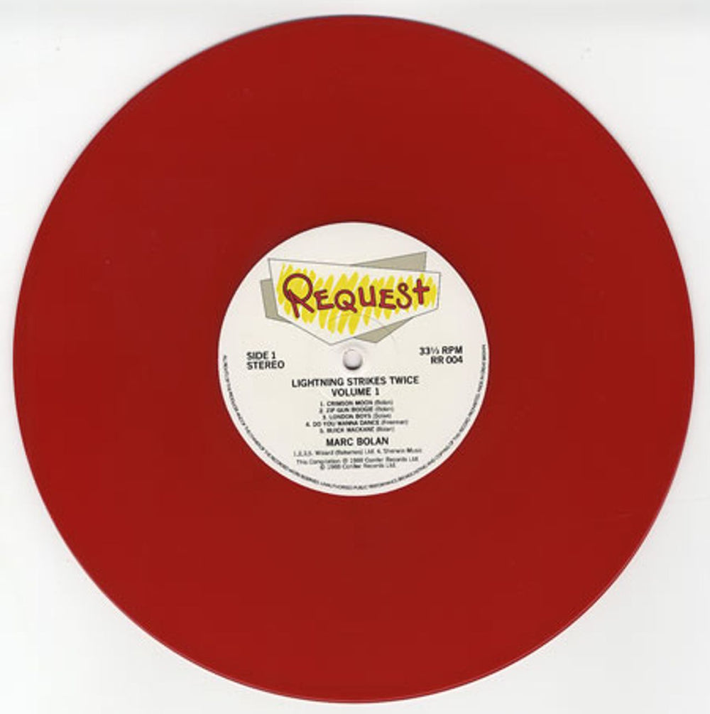 Marc Bolan Lightning Strikes Twice Volume One - Red Vinyl UK 10" vinyl single (10 inch record) MAB10LI317138