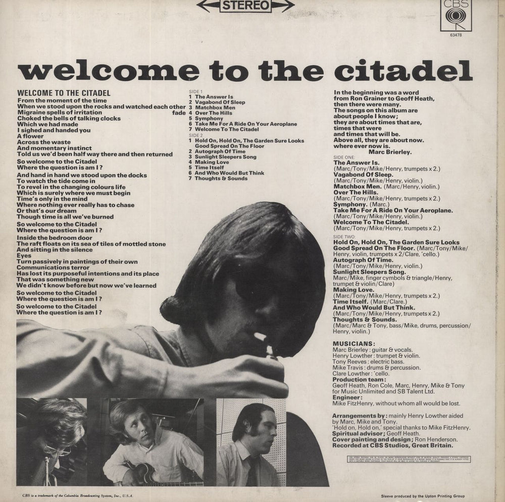 Marc Brierley Welcome To The Citadel UK vinyl LP album (LP record)