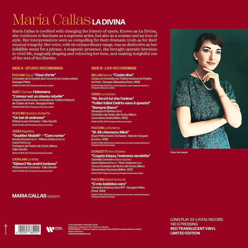 Maria Callas La Divina: The Best Of - 140 Gram Red Vinyl - Sealed UK vinyl LP album (LP record) 5054197685101