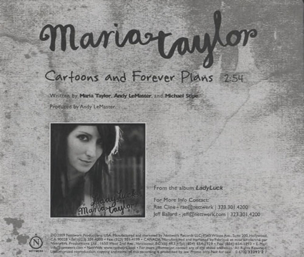 Maria Taylor Cartoons And Forever Plans US CD-R acetate CDR ACETATE