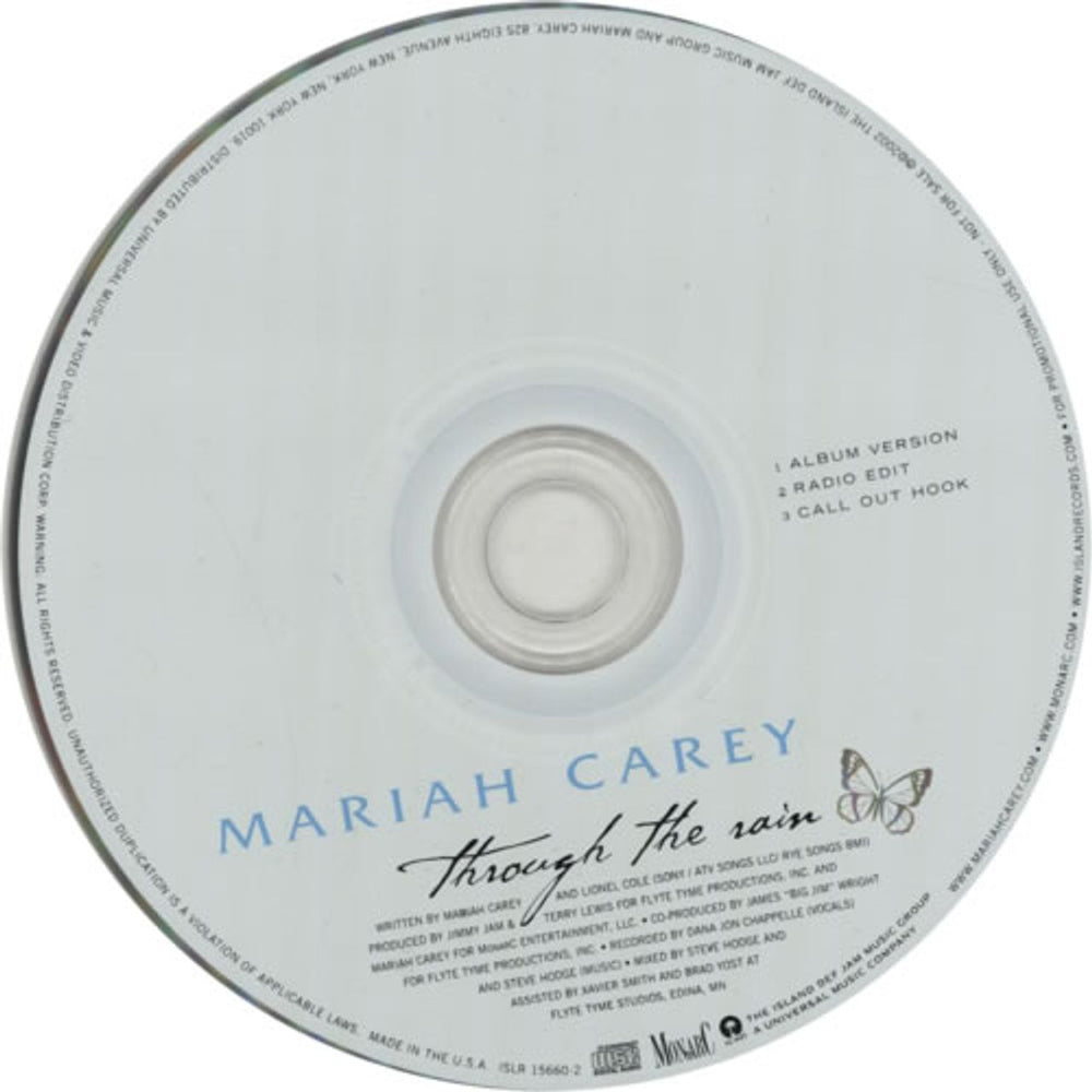 Mariah Carey Through The Rain US Promo CD single (CD5 / 5") CRYC5TH225967