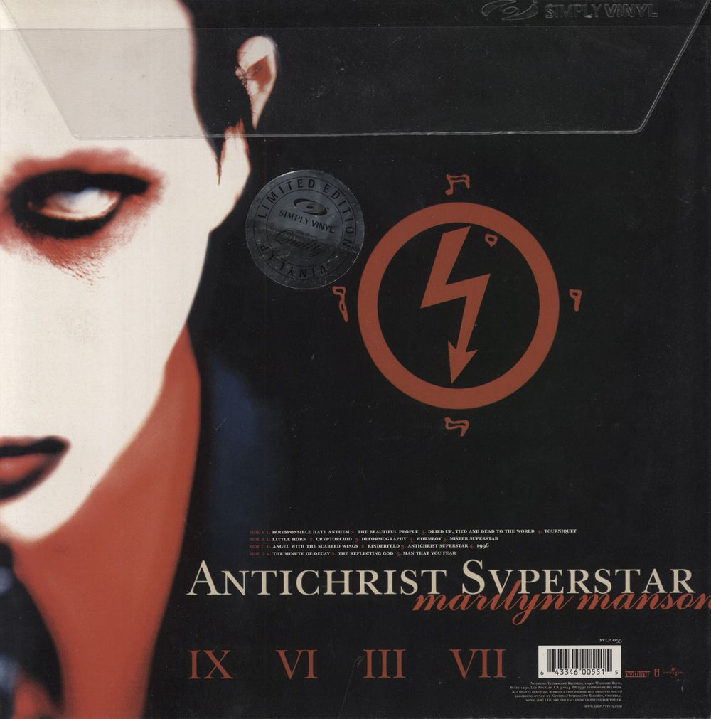 Marilyn Manson Antichrist Superstar - 180gram Virgin Vinyl UK 2-LP vinyl record set (Double LP Album) 643346005515