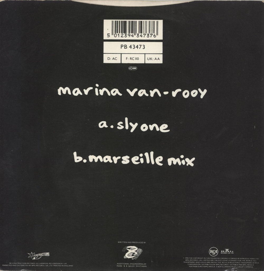 Marina Van-Rooy Sly One UK 7" vinyl single (7 inch record / 45) 5012394347376