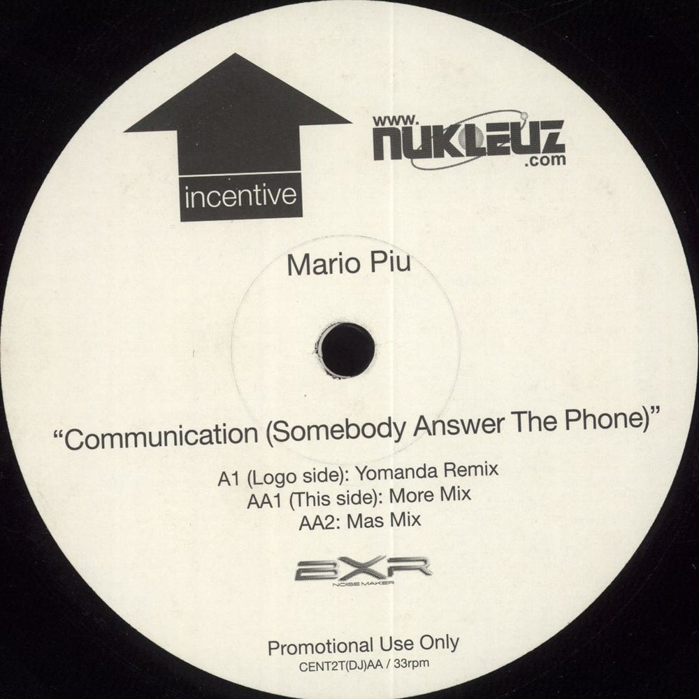 Mario Più Communication (Someone Answer The Phone) UK Promo 12" vinyl single (12 inch record / Maxi-single) CENT2T(DJ)