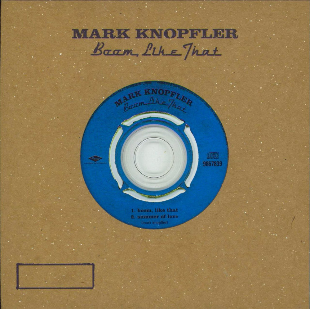 Mark Knopfler Boom, Like That - Un-Numbered Sleeve UK CD single (CD5 / 5") 9867839