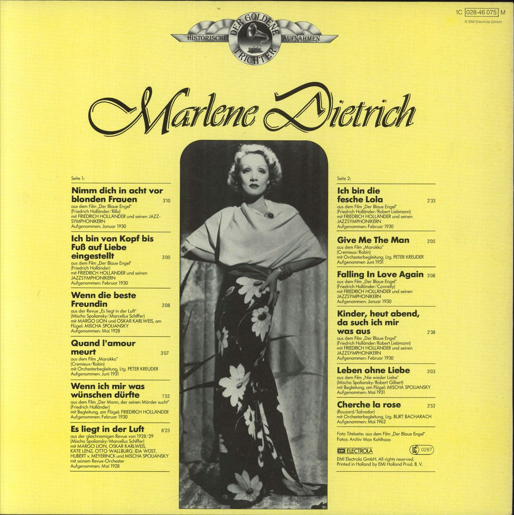 Marlene Dietrich Ich Bin Von Kopf Bis Fuß Auf Liebe Eingestellt German vinyl LP album (LP record)