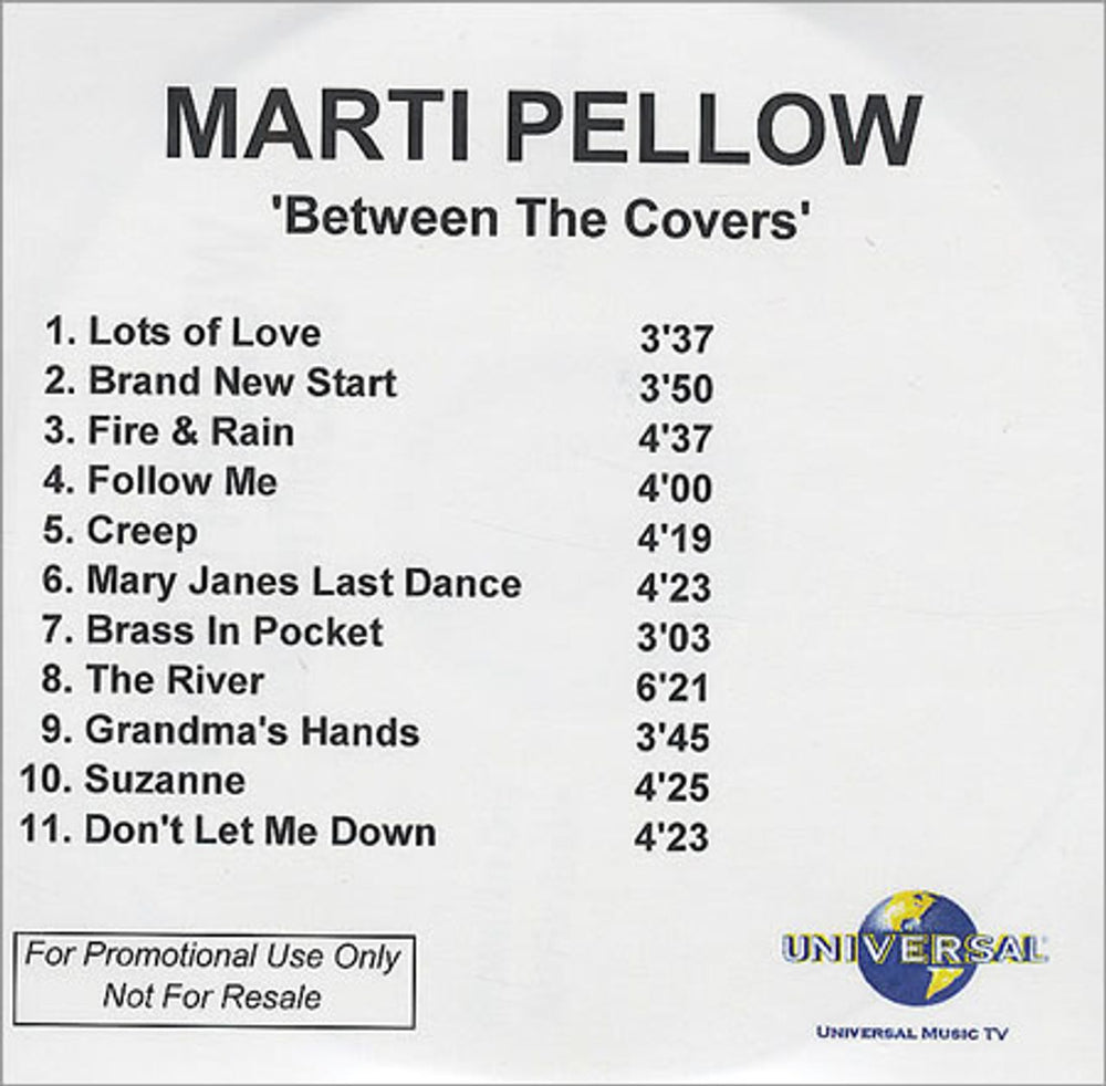 Marti Pellow Between The Covers UK Promo CD-R acetate CD-R ACETATE