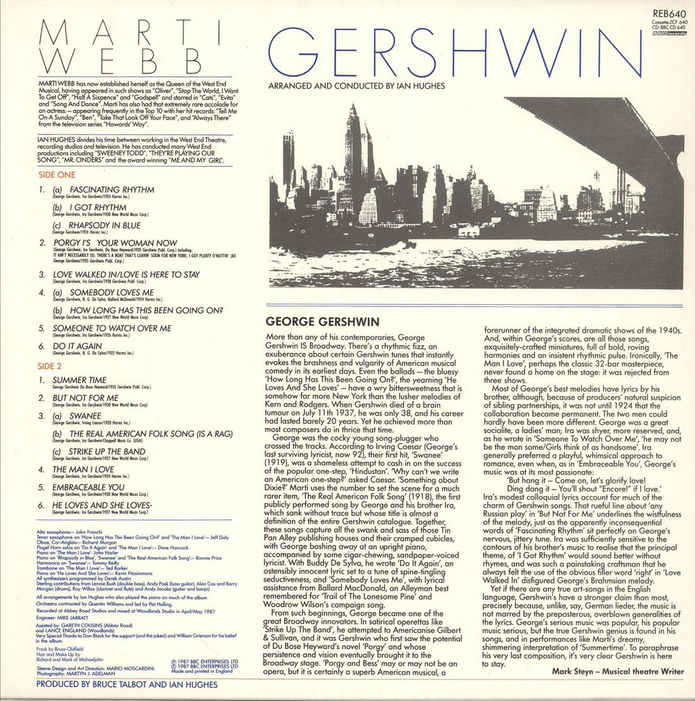 Marti Webb Gershwin UK vinyl LP album (LP record)