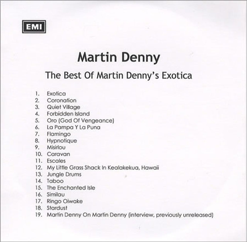 Martin Denny The Best Of Martin Denny's Exotica UK CD-R acetate CD-R ACETATE