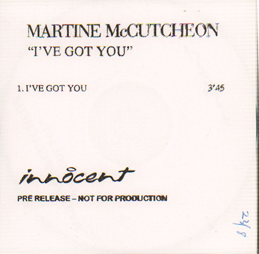 Martine McCutcheon I've Got You UK Promo CD-R acetate CD ACETATE