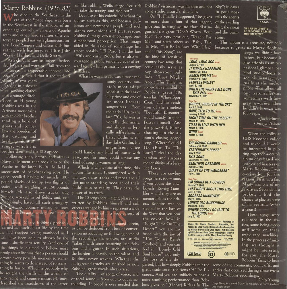 Marty Robbins Long, Long Ago UK vinyl LP album (LP record)