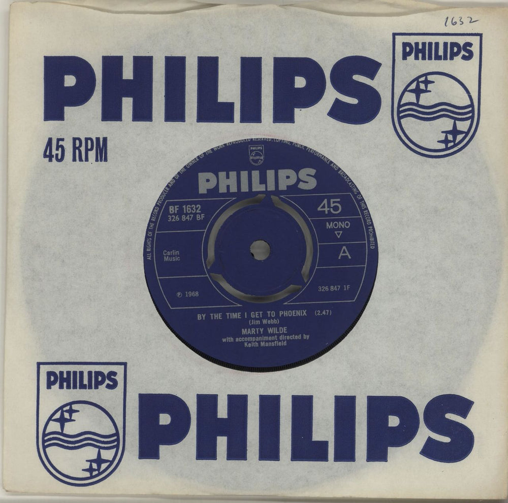 Marty Wilde By The Time I Get To Phoenix UK 7" vinyl single (7 inch record / 45) BF1632