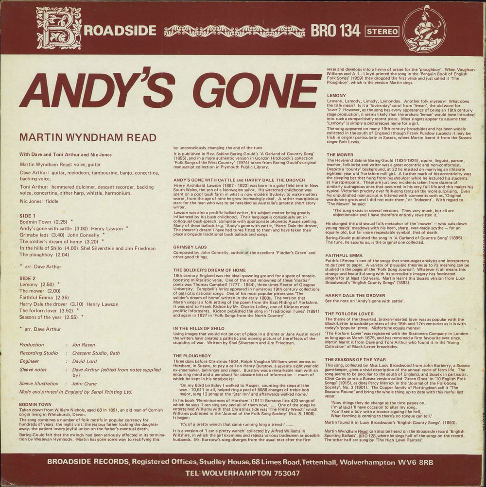 Martyn Wyndham-Read Andy's Gone UK vinyl LP album (LP record)