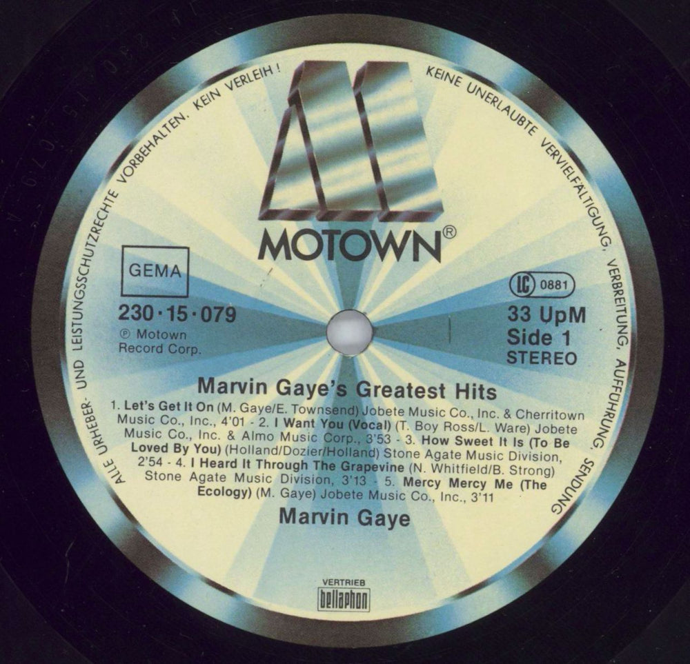 Marvin Gaye Greatest Hits German vinyl LP album (LP record) MVGLPGR816936