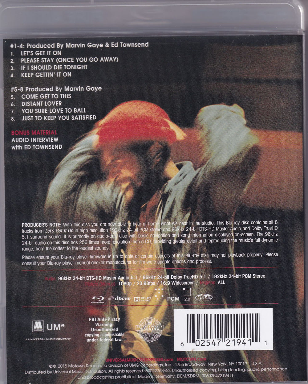 Marvin Gaye Let's Get It On UK Blu Ray Audio MVGABLE774265