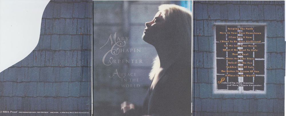 Mary Chapin Carpenter A Place In The World + Outer Envlope US Promo CD album (CDLP) M-CCDAP144932