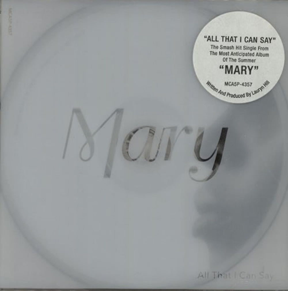 Mary J Blige All That I Can Say US Promo CD single (CD5 / 5") MCA5P-4357