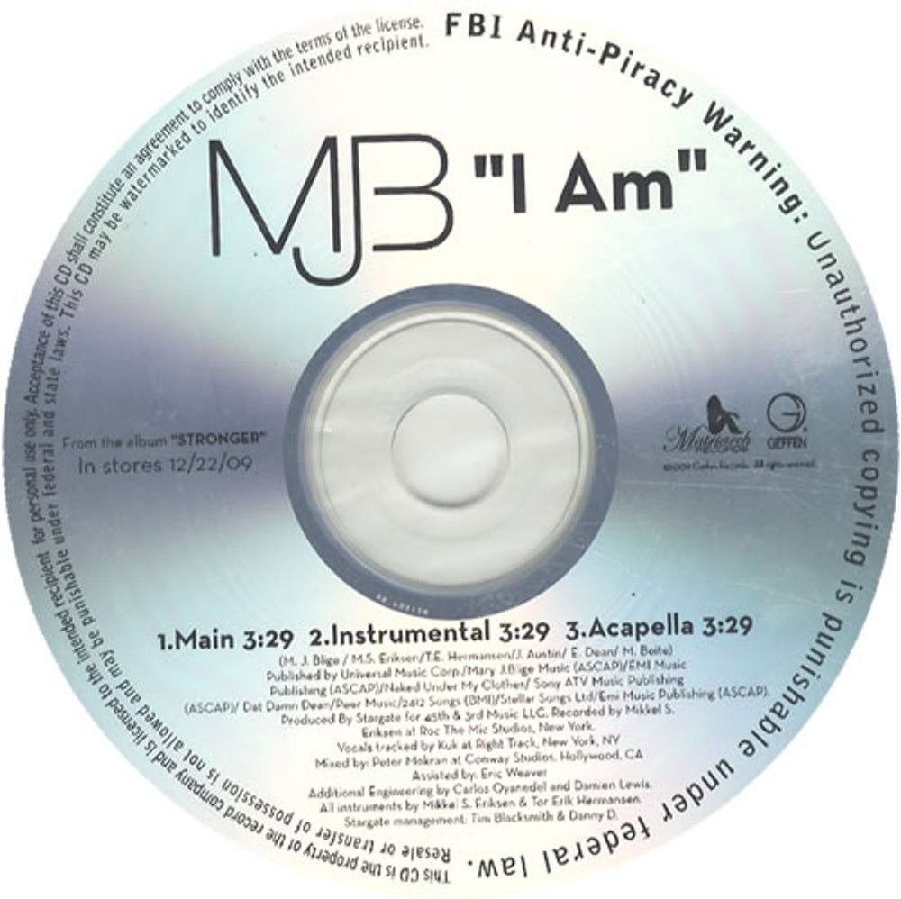 Mary J Blige I Am US Promo CD-R acetate CD-R ACETATE