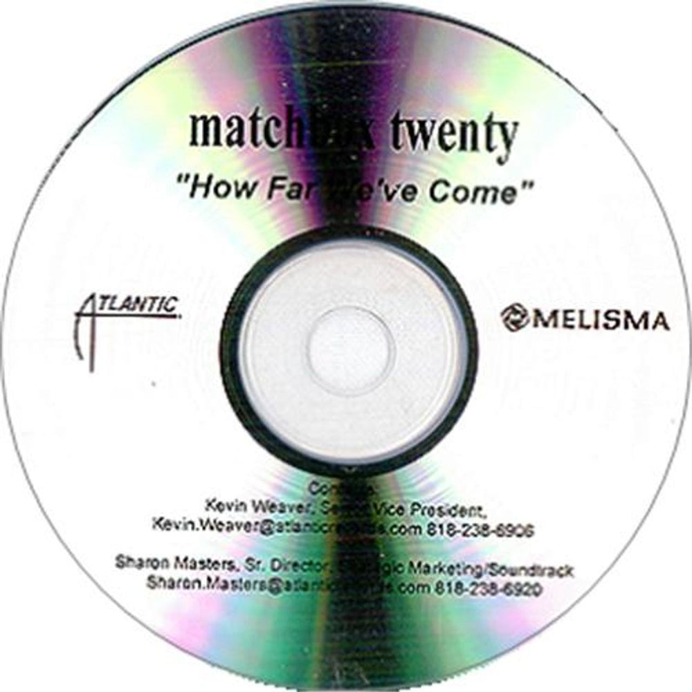 Matchbox 20 How Far We've Come US Promo CD-R acetate CDR ACETATE