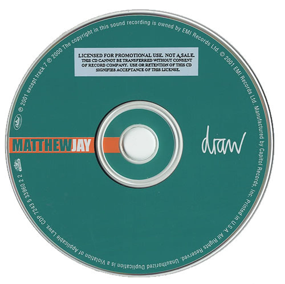 Matthew Jay Draw US Promo CD album (CDLP) CDP724353396022