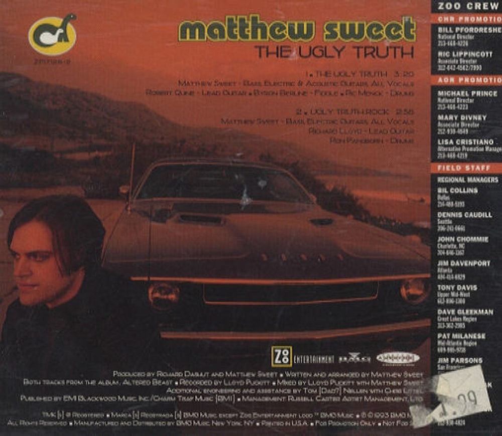 Matthew Sweet The Ugly Truth US Promo CD single (CD5 / 5") ZP17128-2